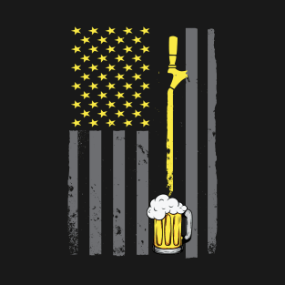 Vintage Patriotic Beer Lover American Flag T-Shirt