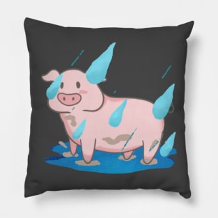 Pig dancing in the rain Pillow