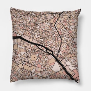 Paris Map Pattern in Soft Pink Pastels Pillow