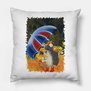 Hedgehog with umbrella Pillow