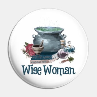 Wise Woman Herbalist Gift Cauldron and Potion Bottles Pin