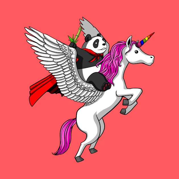 Panda Bear Riding Magical Unicorn by underheaven