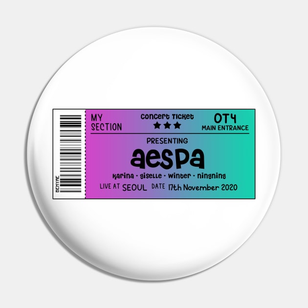 aespa Concert Ticket Pin by skeletonvenus