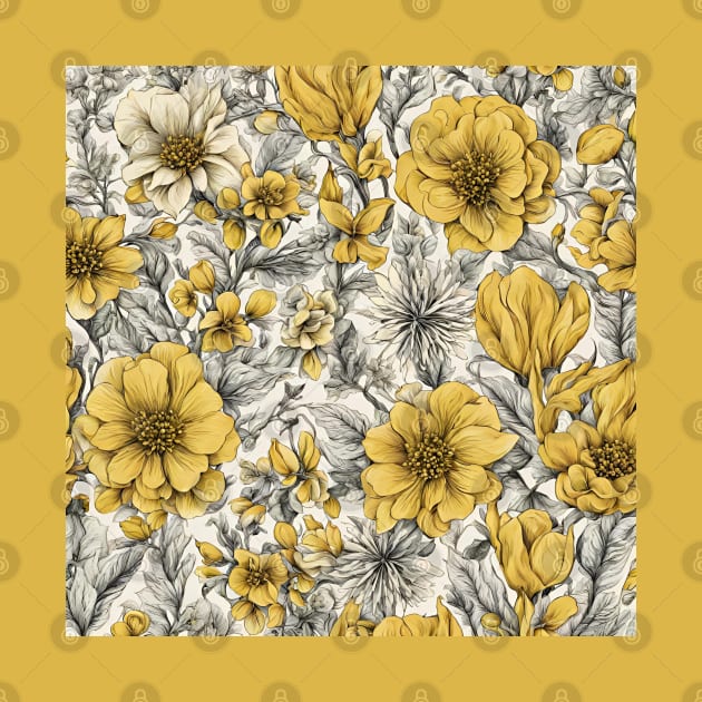 white background with yellow flowers by misspoppie1914