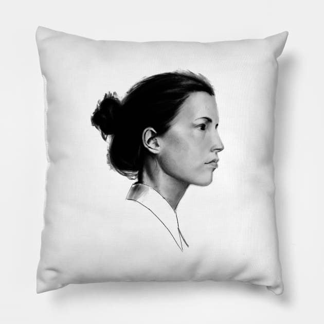 charcoal portrait on paper Pillow by stoekenbroek