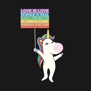 Social Justice Unicorn Activist Sign Equity Protest Inclusive Climate Change LBGTQ Equality Equity T-Shirt