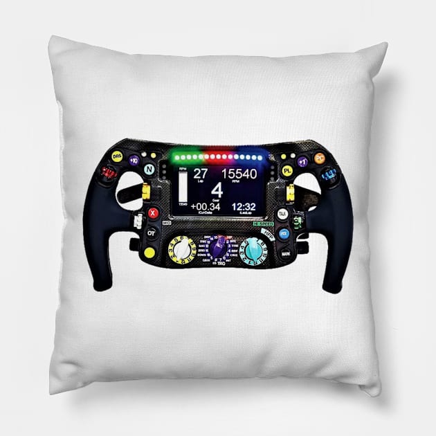 steering wheel racing Pillow by richercollections