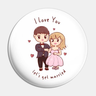 let's get married bride and groom Pin