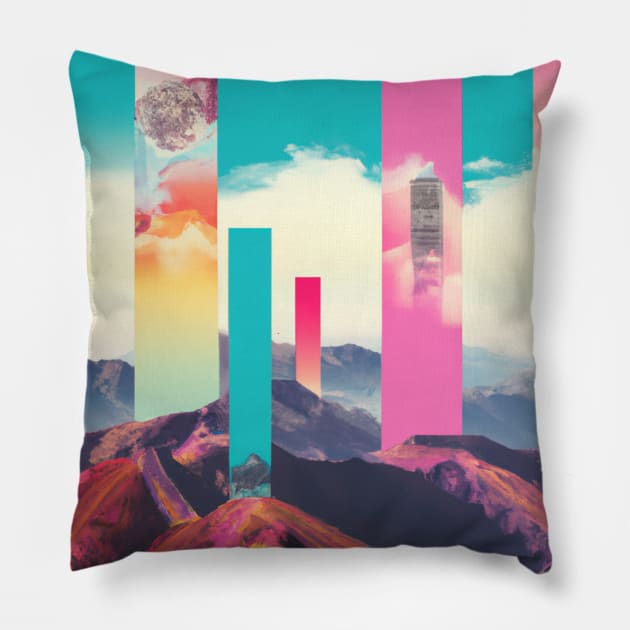 Abstract retro futuristic illustration Pillow by retroprints