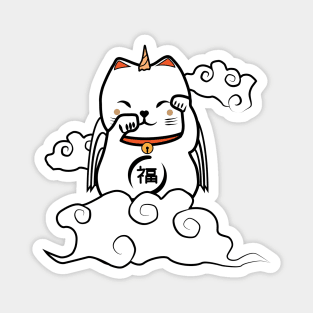 Funny Maneki Neko In The Sky Magnet