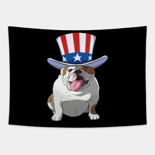 English Bulldog 4th of July Uncle Sam Tapestry