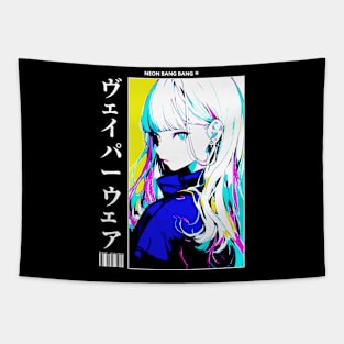 Japanese Aesthetic Cyberpunk Vaporwave Girl Tapestry