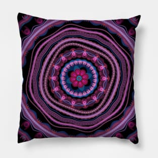 Blue Pink Lilac Mandala Pillow