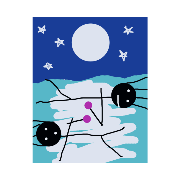 Kids and Moonlight Stick Figure by Eigo Wild