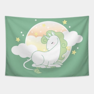 Green Unicorn Tapestry