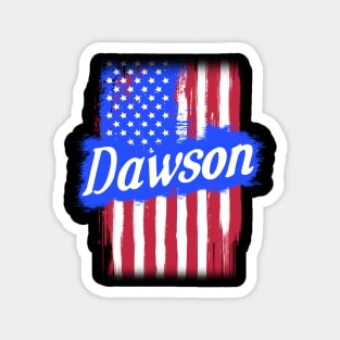 American Flag Dawson Family Gift T-shirt For Men Women, Surname Last Name Magnet