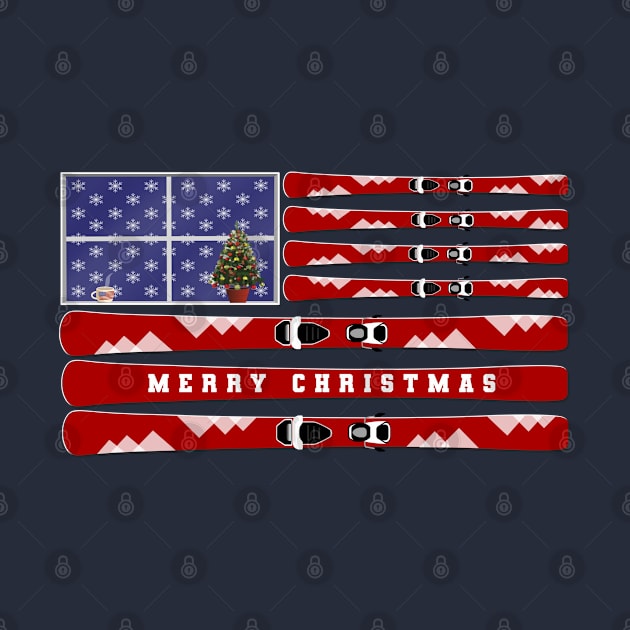 [Merry Christmas] Skis and USA flag by kinocomart