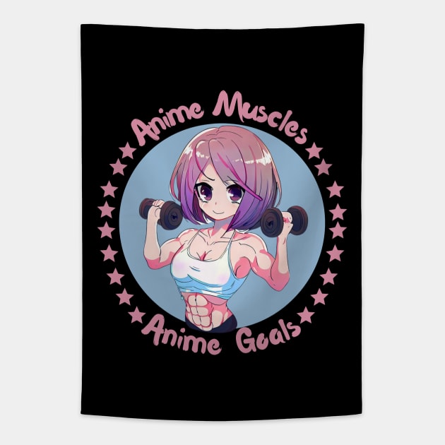 Gym girl Anime Body builder woman Tapestry by Japanese Fever