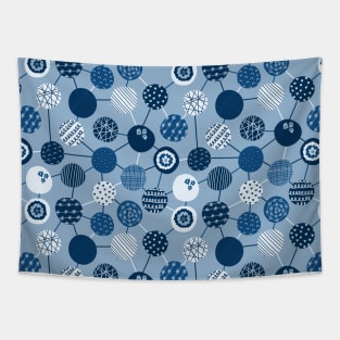 Connected Dots Blue Tapestry