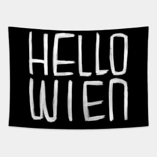 Funny Pun, Hello Wien Typography, Hell-o Wien, Vienna Halloween Tapestry