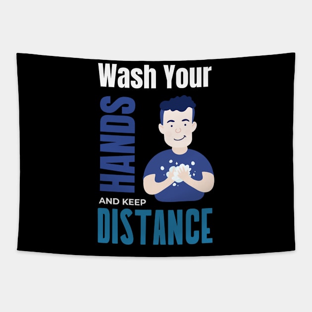 Wash your Hands and keep Distance Tapestry by NEWdraft FABRICS