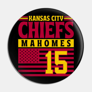 Kansas City Chiefs Mahomes 15 American Flag Football Pin