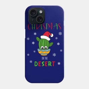 Christmas In The Desert - Cactus With A Santa Hat In A Bowl Phone Case