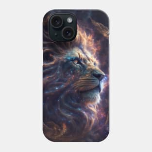 The magic lion in the colorful vortex of the galaxy Phone Case