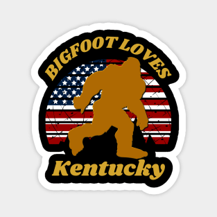 Bigfoot loves America and Kentucky too Magnet