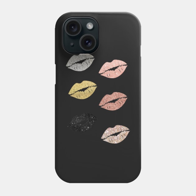 Metallic Faux Glitter Lips Pack Phone Case by Felicity-K