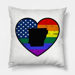 Arkansas United States Gay Pride Flag Heart Pillow