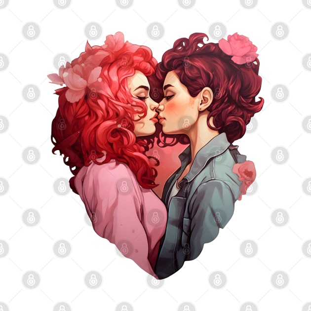 Lesbian couple in heart by beangeerie