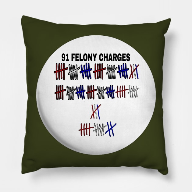 91 FELONIES - Tally - Round - Back Pillow by SubversiveWare