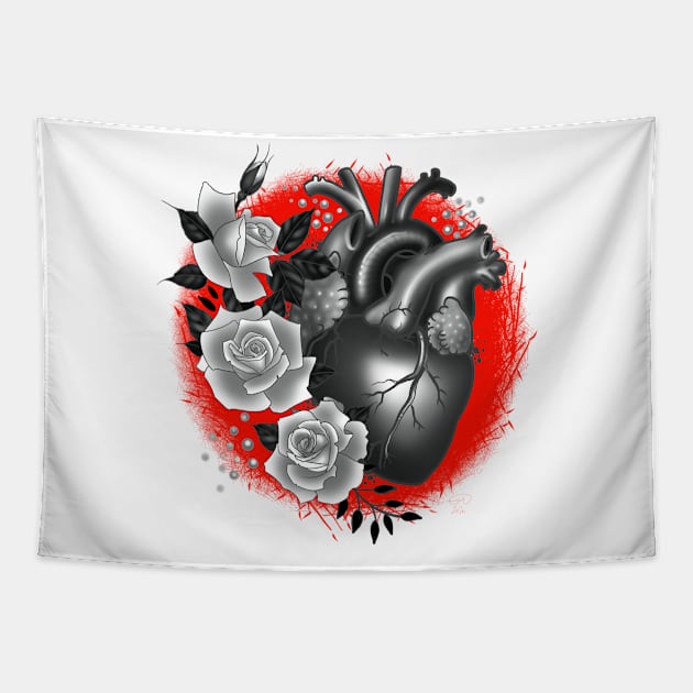 Floral Heart Tapestry by MetroInk