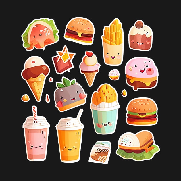 #11 Cute happy food sticker pack by KawaiiFoodArt