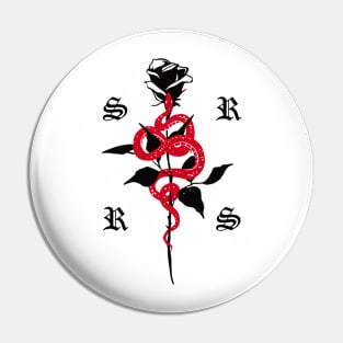 Red Snake Black Rose Pin