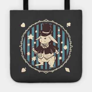 White rabbit black version Tote