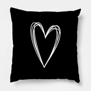 Heart Scribble Doodle Drawing Love Pillow