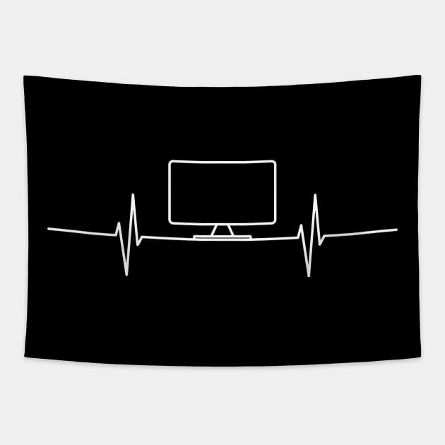 TV Heartbeat - White design Tapestry by Warp9