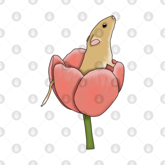 Cute golden gerbil in a flower by Becky-Marie