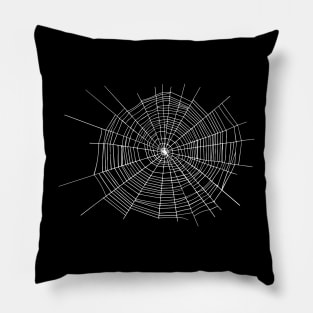 Spider Web, Expansive and Rugged, White on Black Pillow