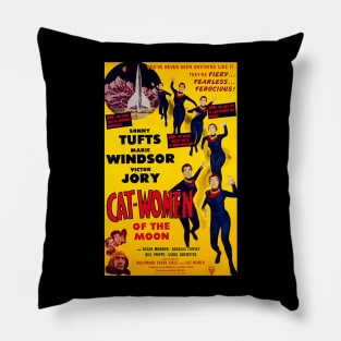 Classic Science Fiction Movie Poster - Cat-Women of the Moon Pillow