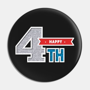 Happy 4th July Glitter Sticker Pin