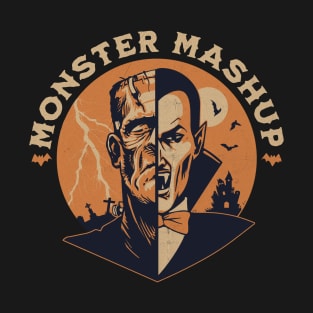 Monster Mash Frankenstein Dracula Halloween Mashup Retro Fun Spooky T-Shirt