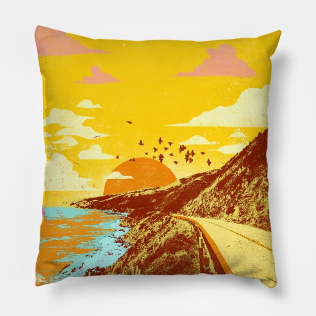 SUMMER HIGHWAY Pillow by Showdeer