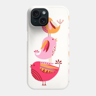 Happy Pink And Orange Birds And Blooms Phone Case