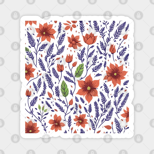 seamless flower pattern Magnet by webbygfx