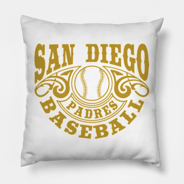 Vintage Retro San Diego Padres Baseball Pillow by carlesclan