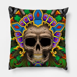 Skull with headdress Pillow