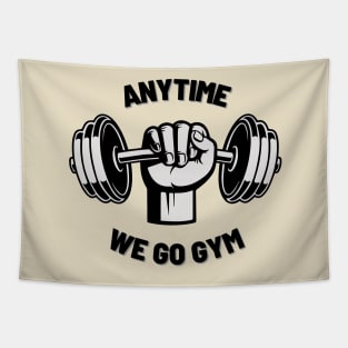 Anytime Fitness | Anytime We Go Gym Dumbbell Logo Tapestry